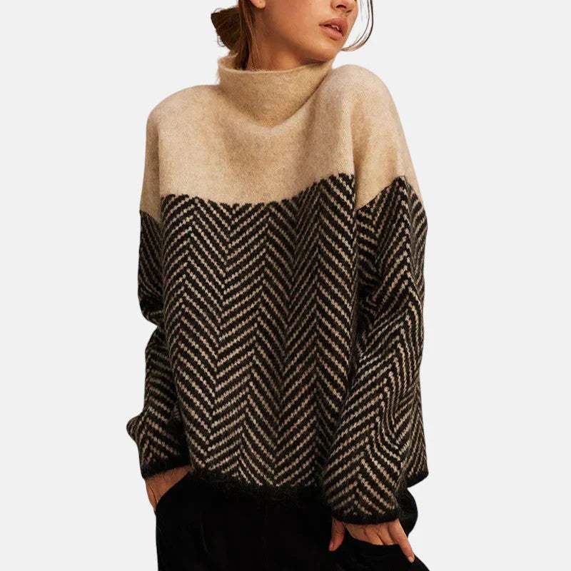 Alice | Herringbone High-Neck Sweater