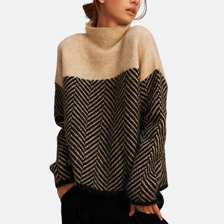 Alice | Herringbone High-Neck Sweater