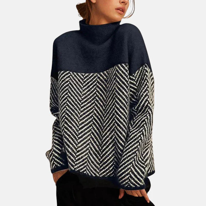 Alice | Herringbone High-Neck Sweater