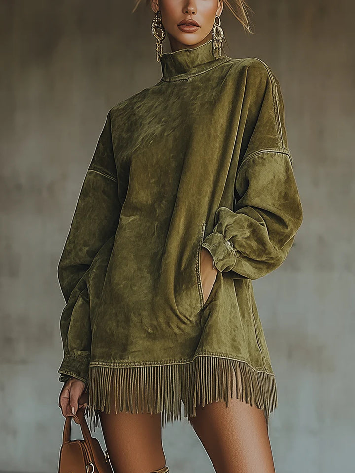Olive Desert Fringe Dress