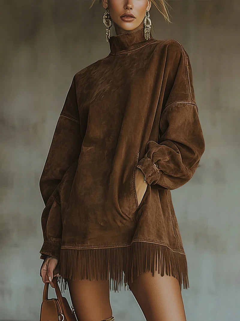 Olive Desert Fringe Dress
