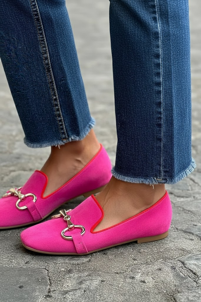 Sara | Fluorescent Loafer With Metal Detail